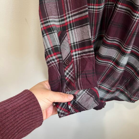 Torrid Lizzie Brushed Burgundy Plaid Long Sleeve Tunic Top 3X NWT - Picture 6 of 11